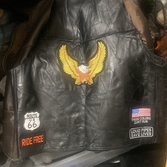 Diamond Plate Buffalo Leather Motorcycle Vest Mens US 2XL - Picture 7 of 8